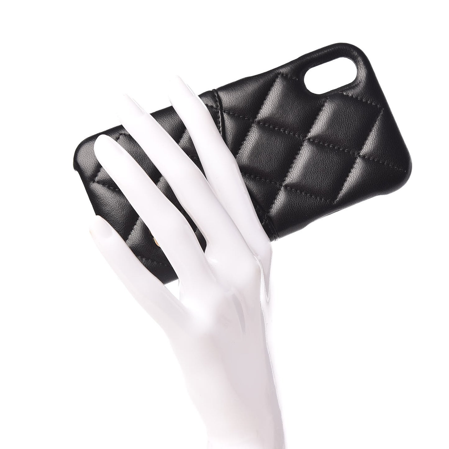 Lambskin Quilted iPhone X Coco Tech Case Black