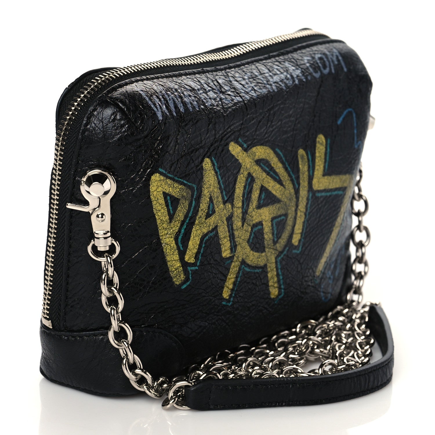Balenciaga Agneau Classic Silver Hardware Graffiti Reporter XS Black 3 of 9