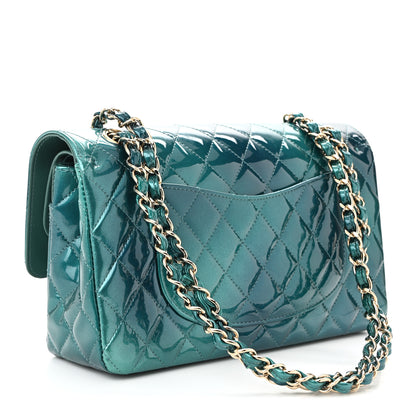 Chanel Shaded Patent Calfskin Quilted Medium Double Flap Green Blue 3 of 10