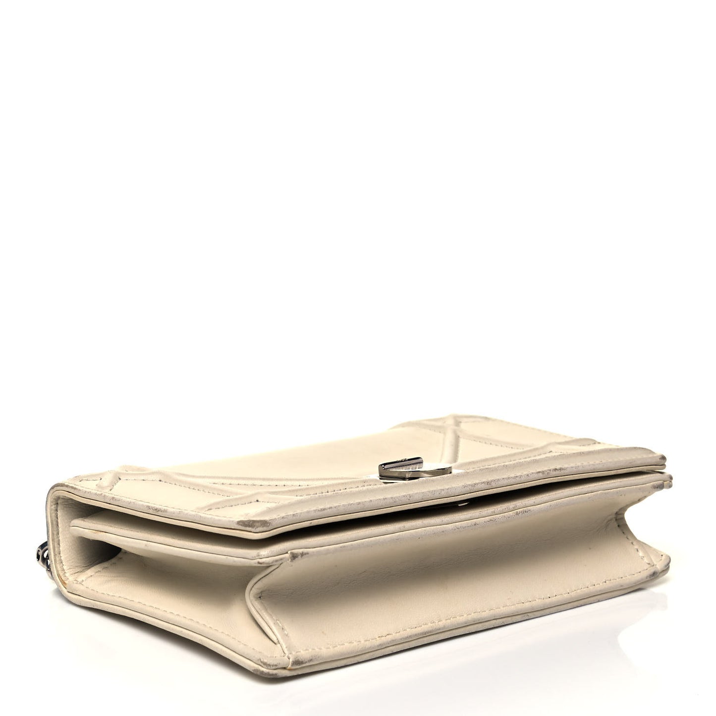 Calfskin Mini Diorama Flap Bag Off White