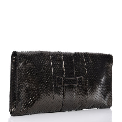 Gucci Metallic Python Soft Stirrup Clutch Brown 3 of 7