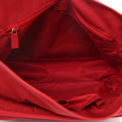 Gucci Nylon Monogram Double Buckle Flap Messenger Bag Vibrant Red 5 of 9