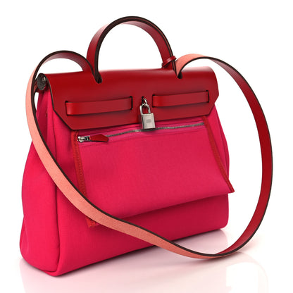 Hermes Military Toile Vache Hunter Herbag Zip PM 31 Rose Mexico Rouge Piment 4 of 12