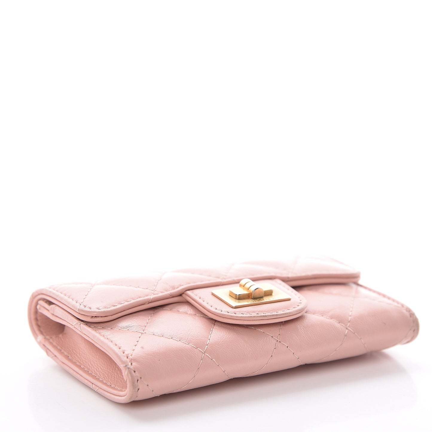 Aged Calfskin Quilted Reissue Flap Card Holder Pink