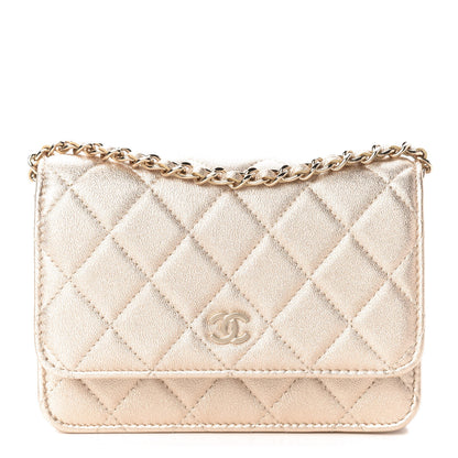 Chanel Metallic Lambskin Quilted Mini Wallet On Chain WOC Gold 1 of 11
