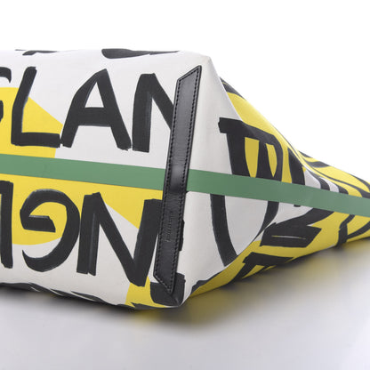 Burberry Canvas Giant Logo Graffiti Print Reversible Tote Black Green 12 of 16