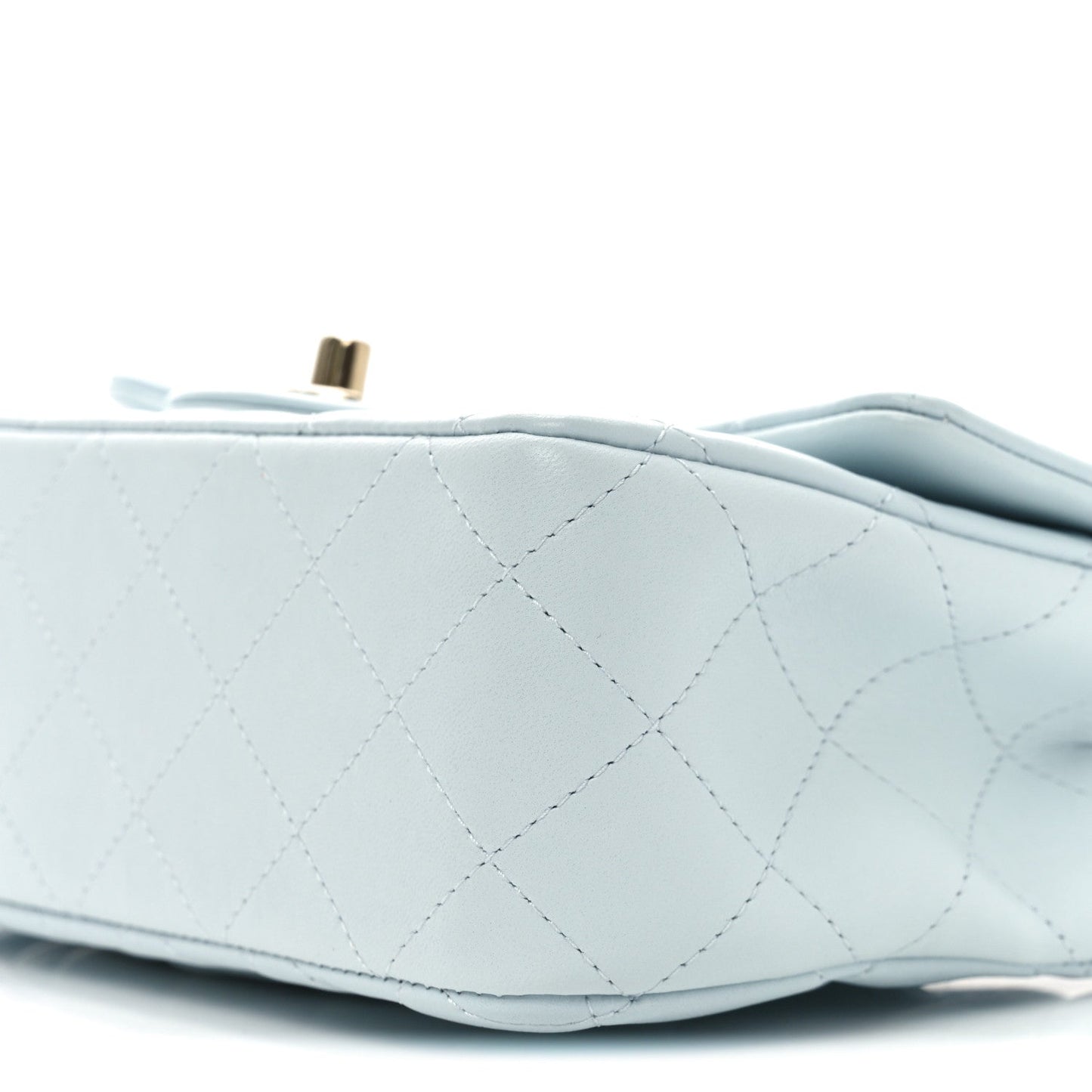 Lambskin Quilted Mini Rectangular Flap Light Blue