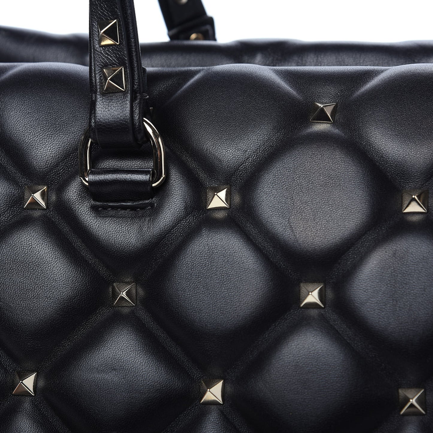 Nappa Candystud Double Handle Shoulder Bag Black