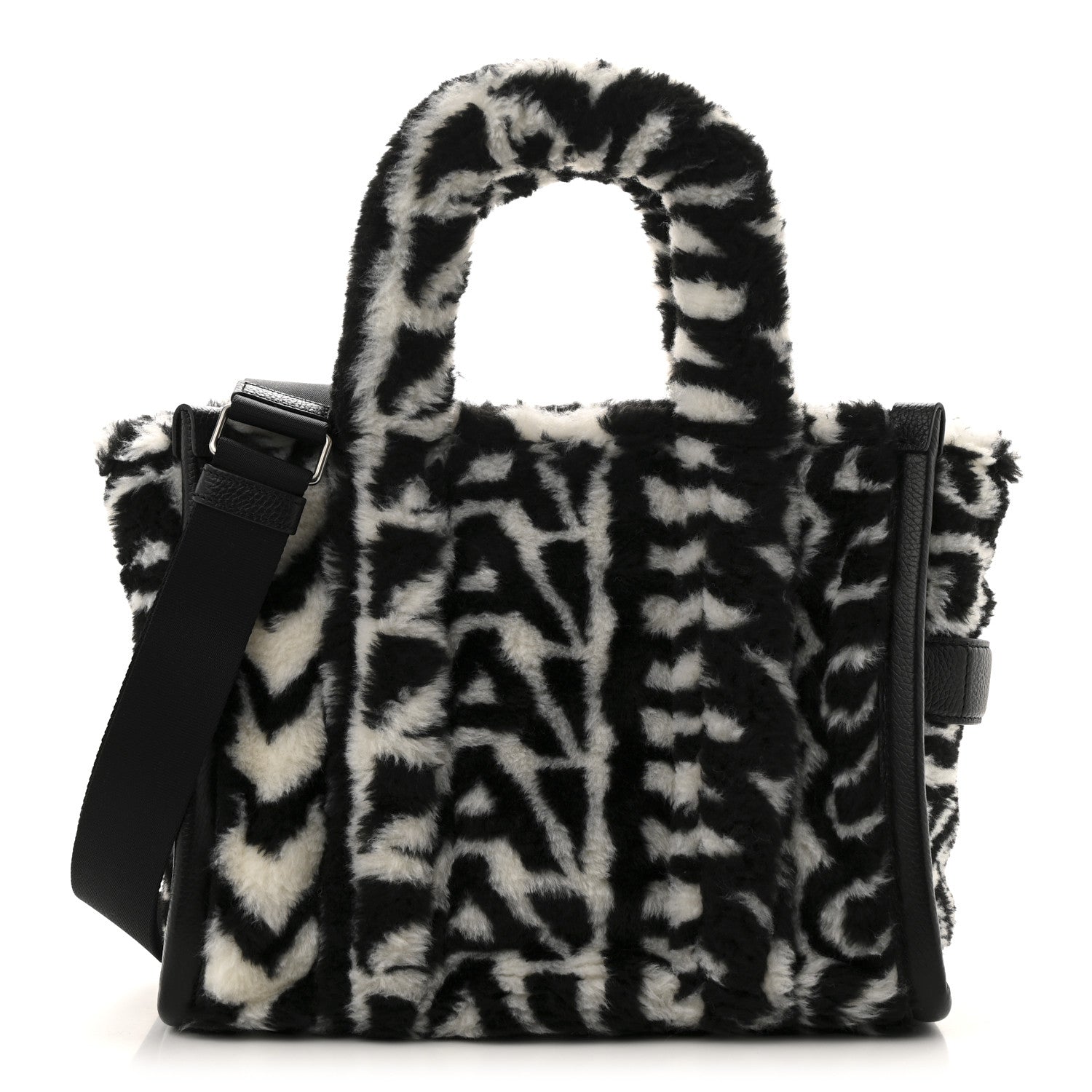 Marc Jacobs Polyester Cotton Oversized Monogram Medium Traveler Tote Bag Black Ivory 1 of 10