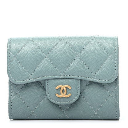 Chanel Iridescent Caviar Quilted Flap Card Holder Wallet Light Blue 1 of 14