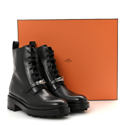 Hermes Glossed Calfskin Funk Ankle Boots 38.5 Black 9 of 9
