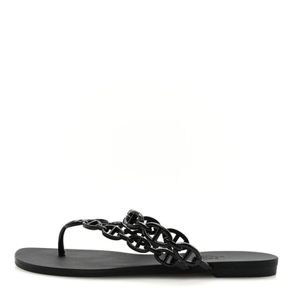 Hermes Rubber Chaine d'Ancre Island Sandals 37 Black 1 of 7