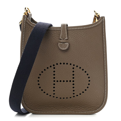 Hermes Taurillon Clemence Amazone Evelyne TPM Etoupe Bleu Indigo 1 of 11
