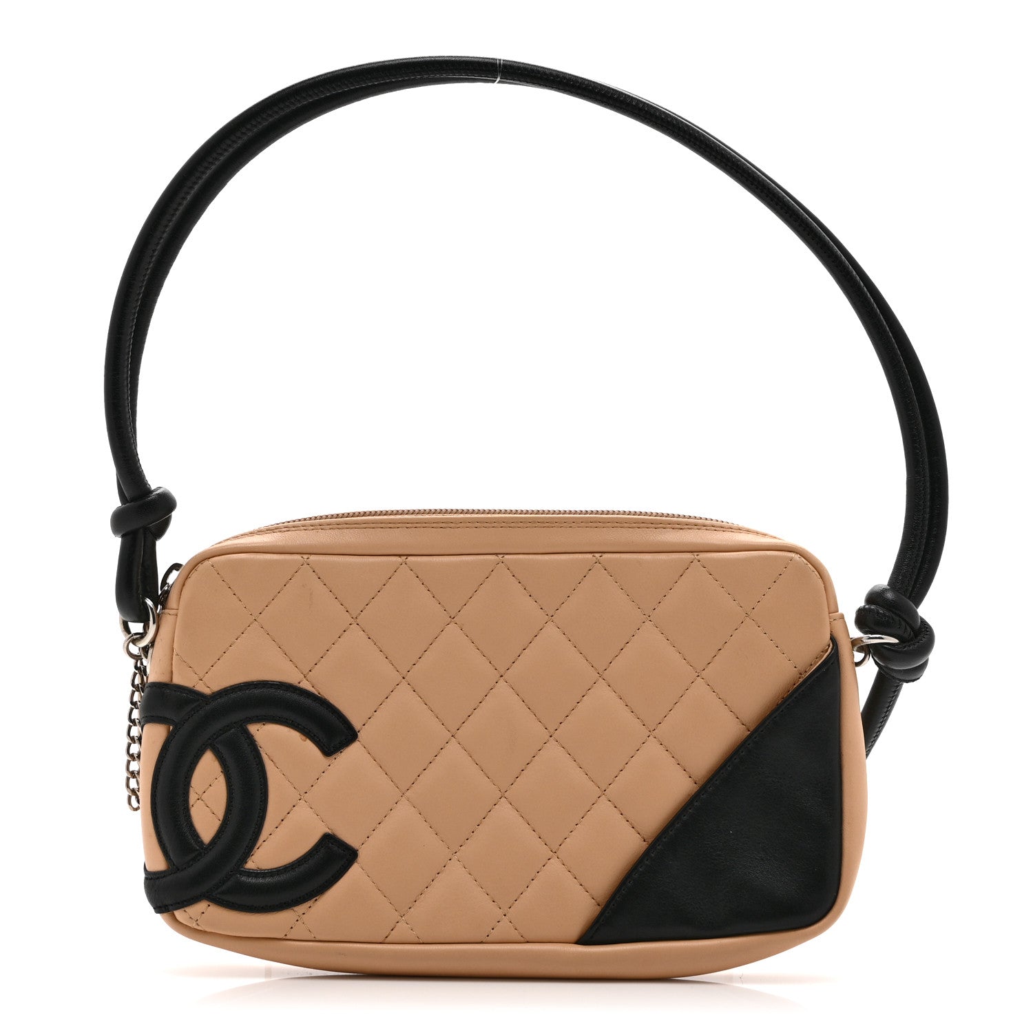 Chanel Calfskin Quilted Cambon Pochette Beige Black 1 of 10