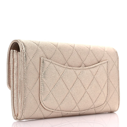 Chanel Metallic Lambskin Quilted Large Gusset Flap Wallet Gold 3 of 11