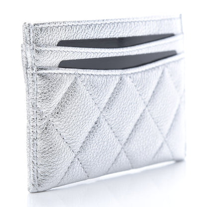 Chanel Metallic Lambskin Quilted Card Holder Silver 3 of 9