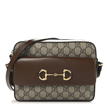 Gucci GG Supreme Monogram Small Horsebit 1955 Shoulder Bag Beige Brown Sugar 1 of 10