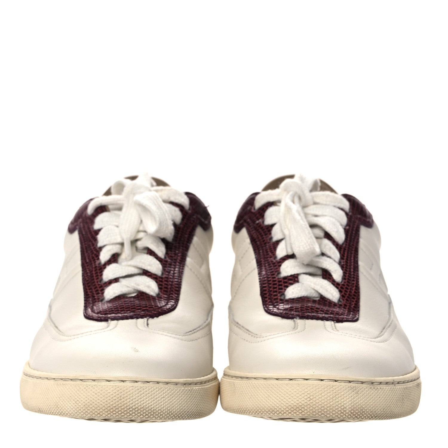 Hermes Calfskin Lizard Womens Quicker Sneakers 38 White Bordeaux 2 of 11