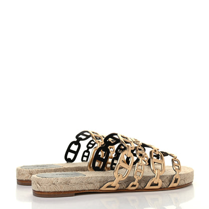Hermes Nappa Ancone Espadrille Sandals 36 Or Vieilli 3 of 4