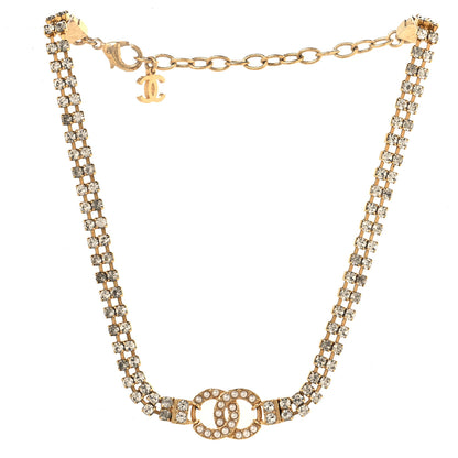 Chanel Crystal Pearl CC Choker Necklace Gold 3 of 4