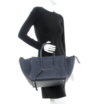 Celine Crocodile Embossed Calfskin Medium Phantom Luggage Navy Blue 2 of 7