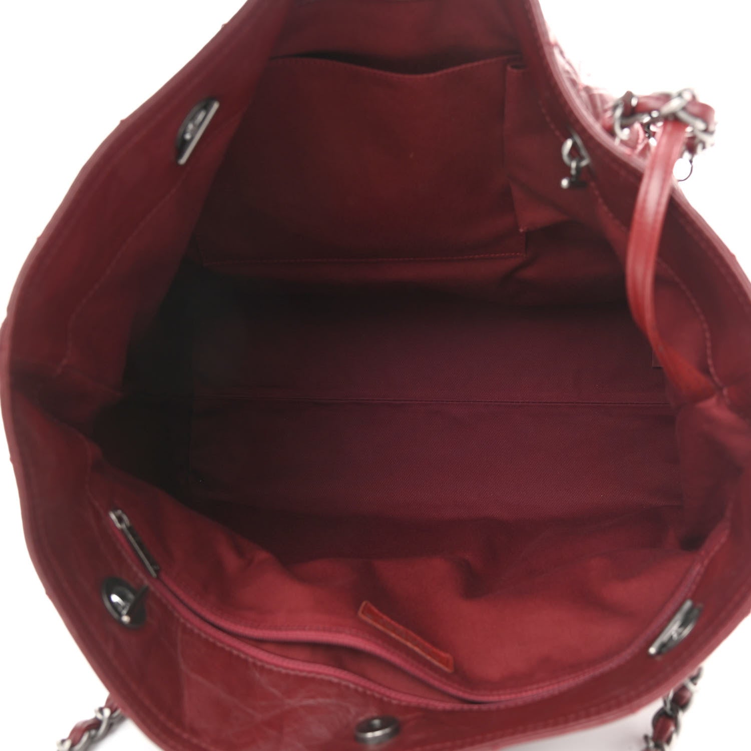 Chanel Aged Calfskin Large Shopping In Moscow Tote Burgundy 5 of 10