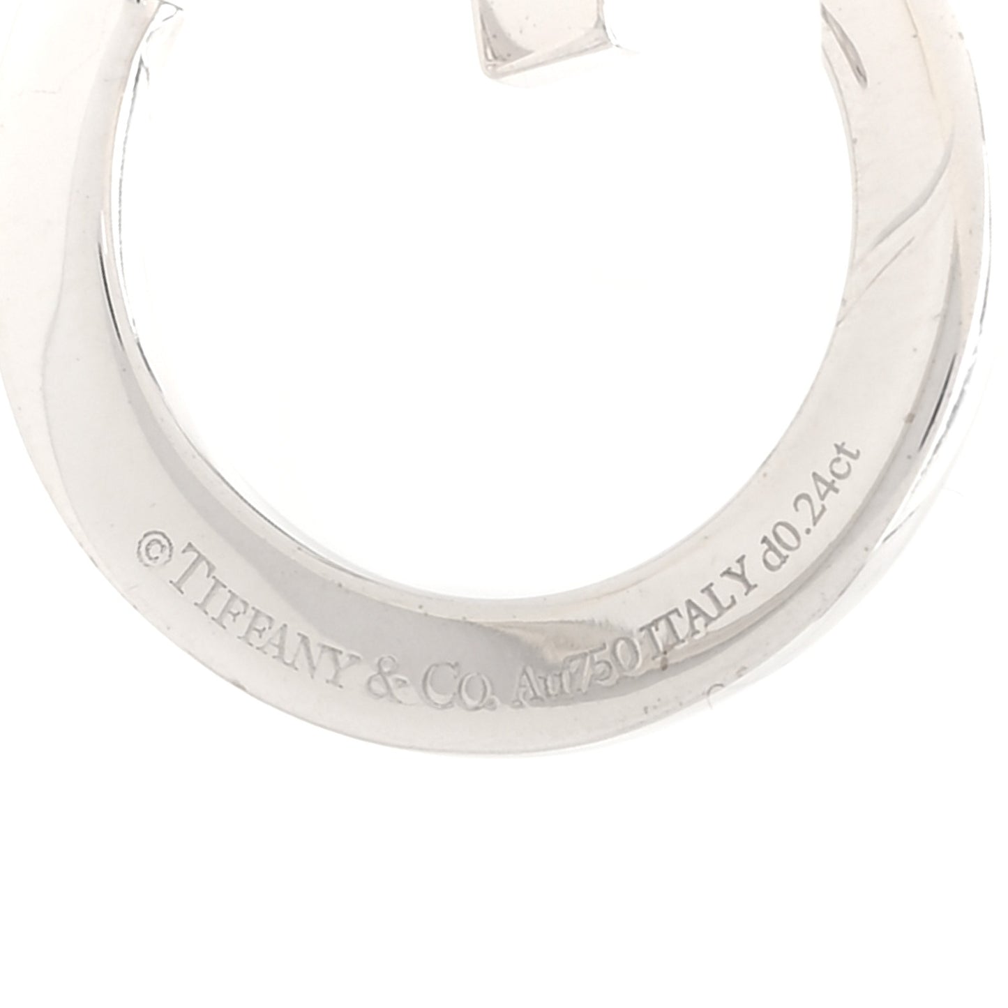 18K White Gold Diamond T1 Open Hoop Earrings