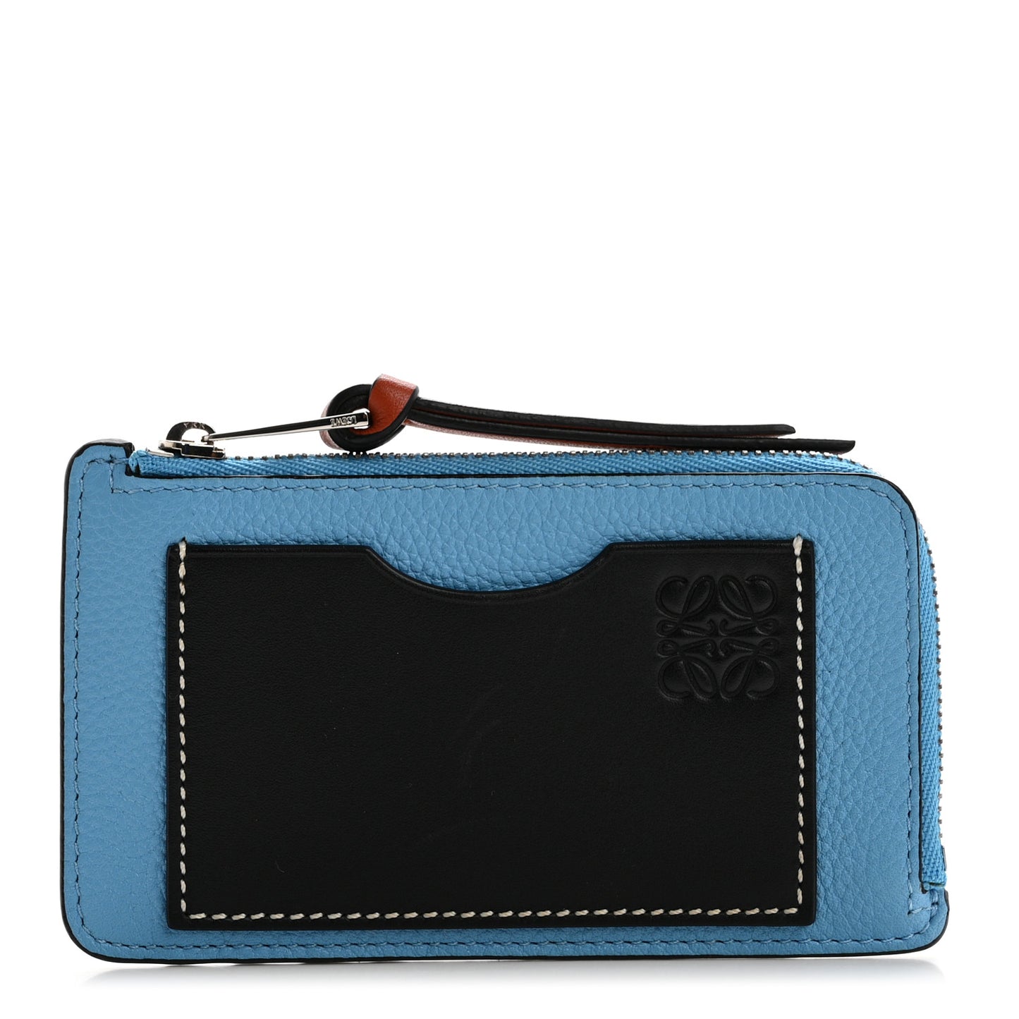 Soft Grained Calfskin Coin Card Holder Sky Blue