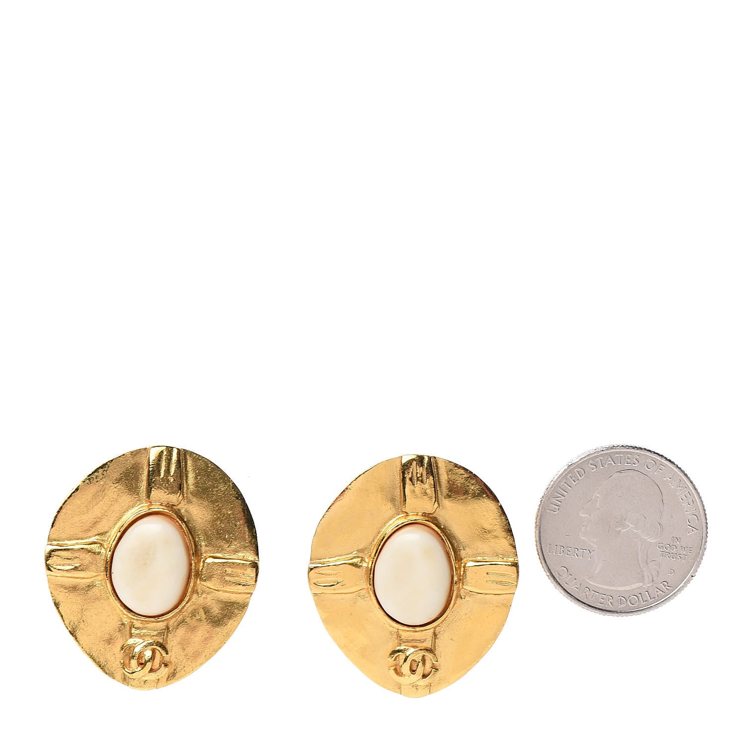 Chanel Resin Clip On Earrings Gold 2 of 4