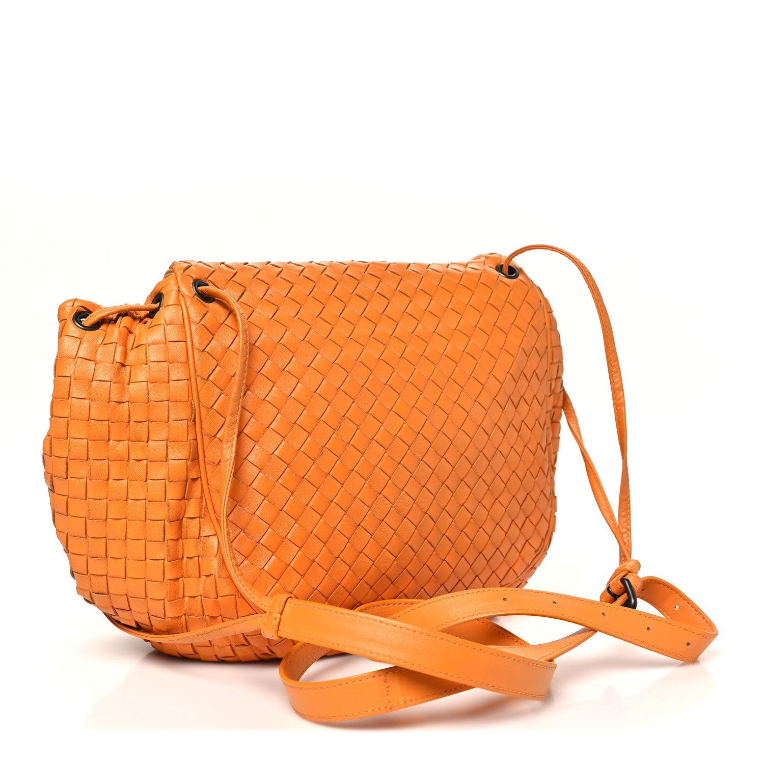 Bottega Veneta Nappa Intrecciato Drawstring Messenger Flap Orange 3 of 9