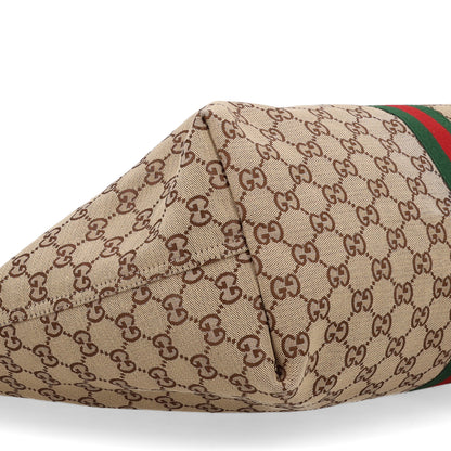 Gucci GG Monogram Web Large Giglio Tote Beige Brown 9 of 10