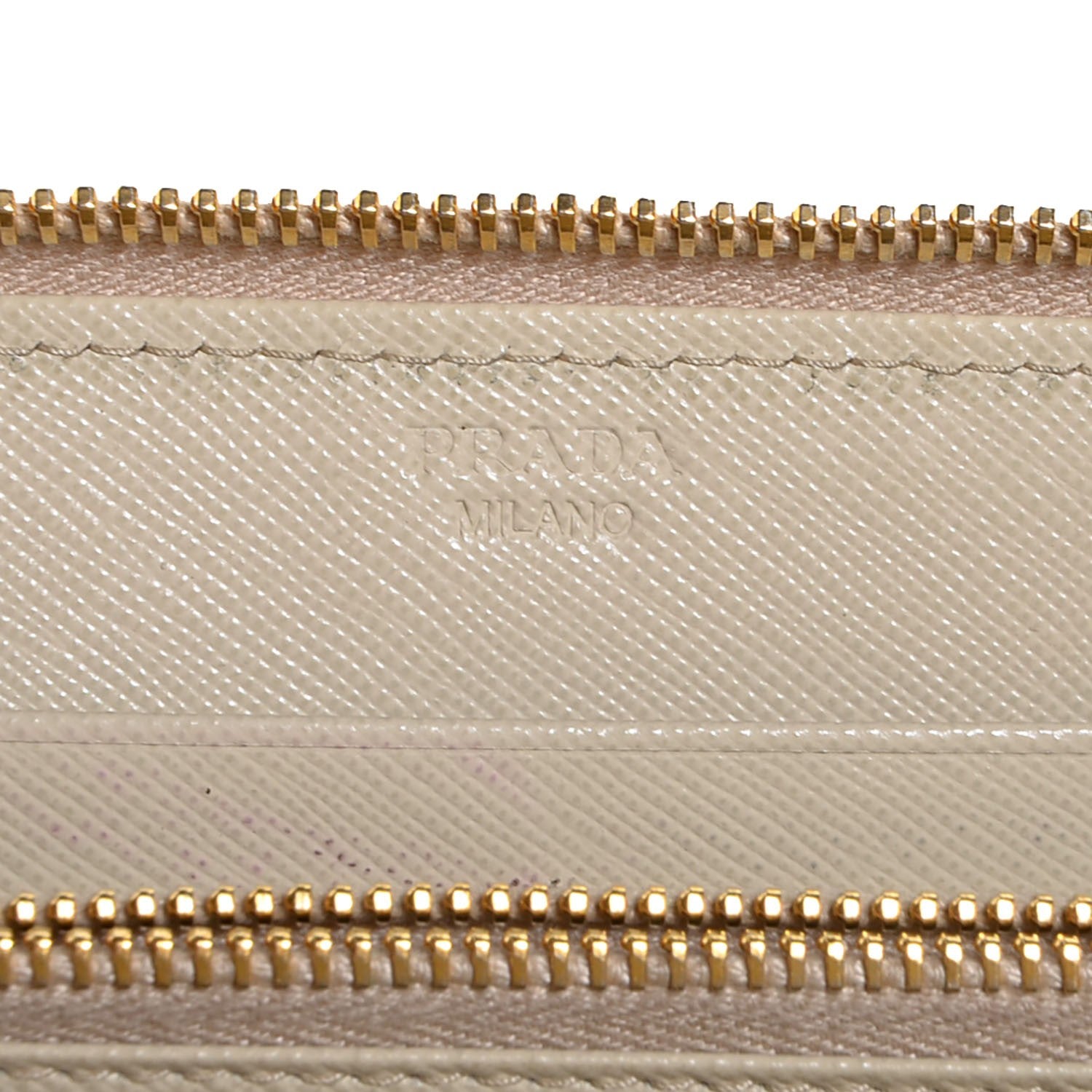 Prada Saffiano Metal Zip Around Wallet Cera 6 of 8