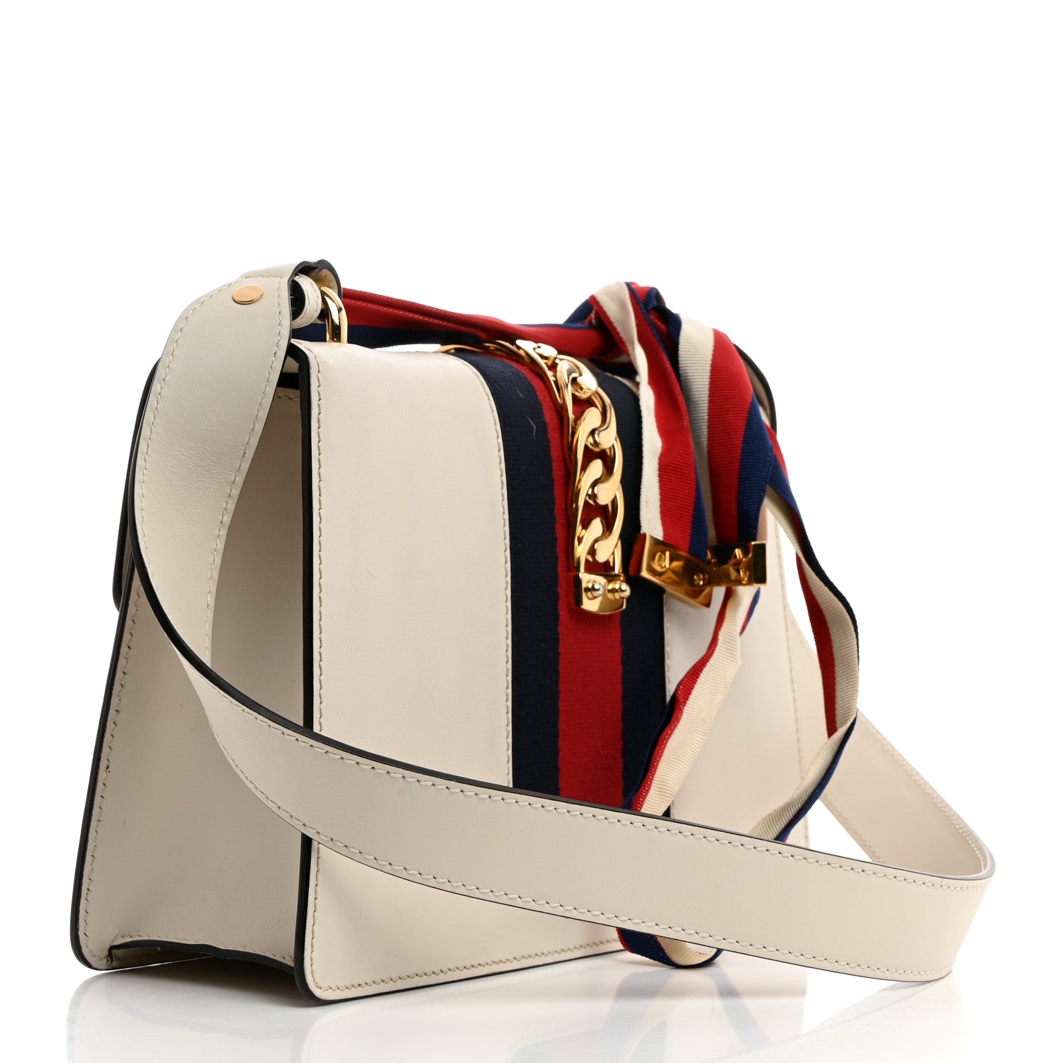 Gucci Calfskin Small Sylvie Shoulder Bag Off White 3 of 11
