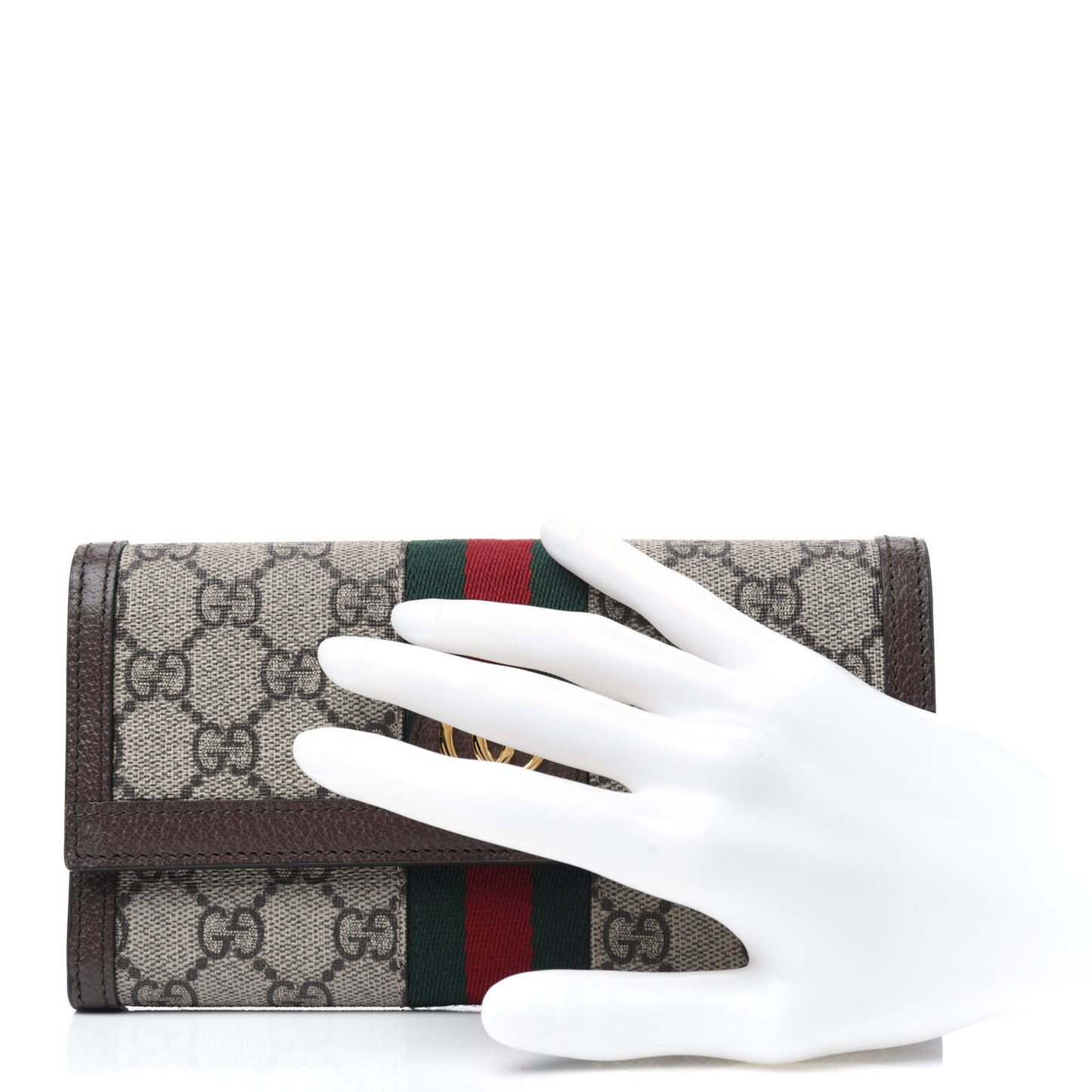 GG Supreme Monogram Web Ophidia Continental Wallet Brown