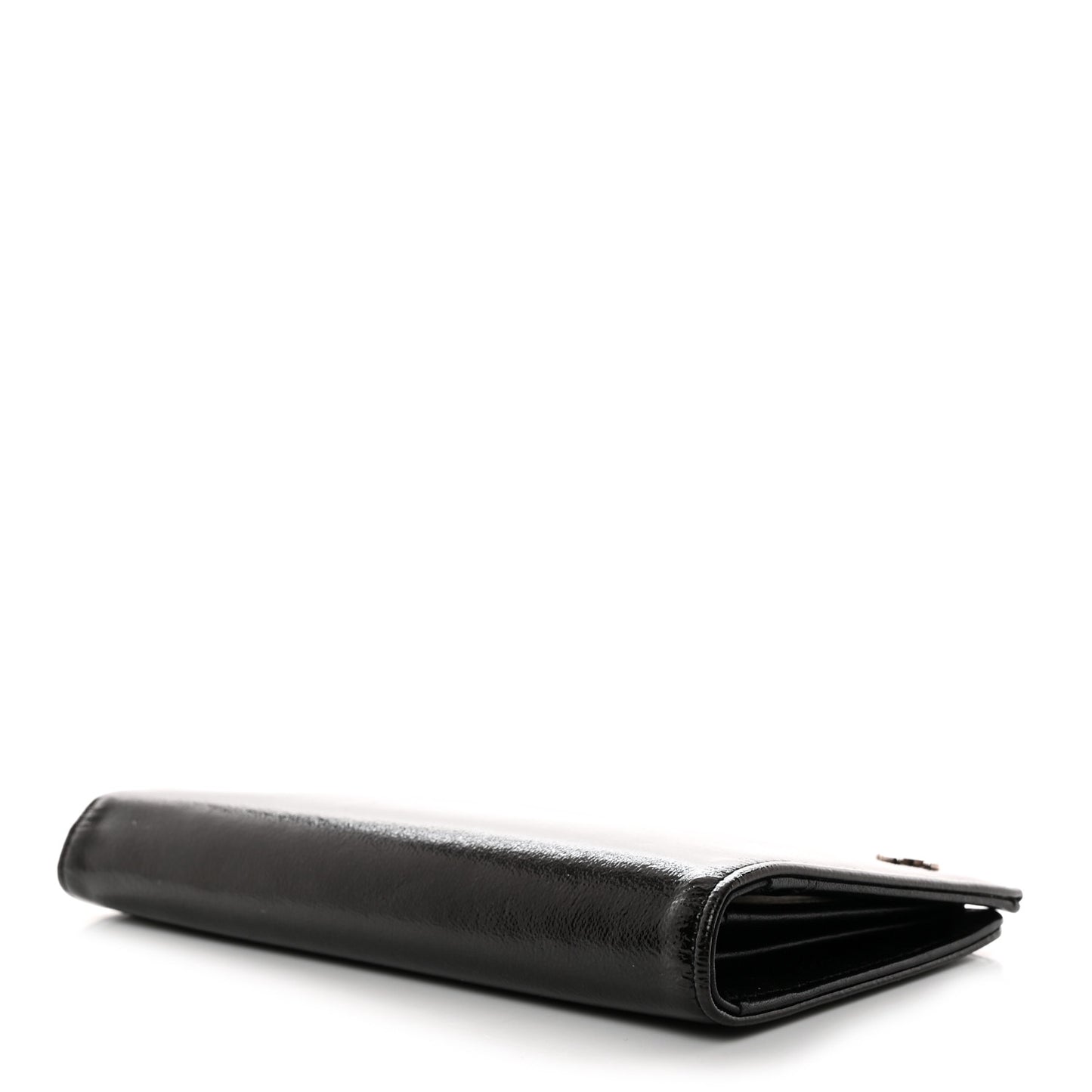Grained Patent CC Yen Wallet Black
