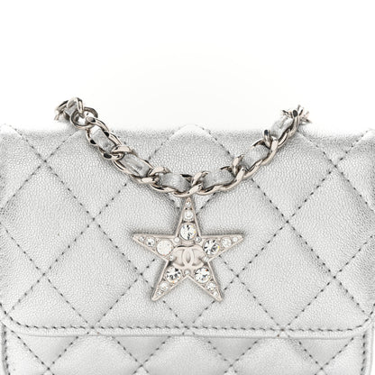 Chanel Metallic Goatskin Quilted Star Flap Waist Belt Bag Silver 9 of 11