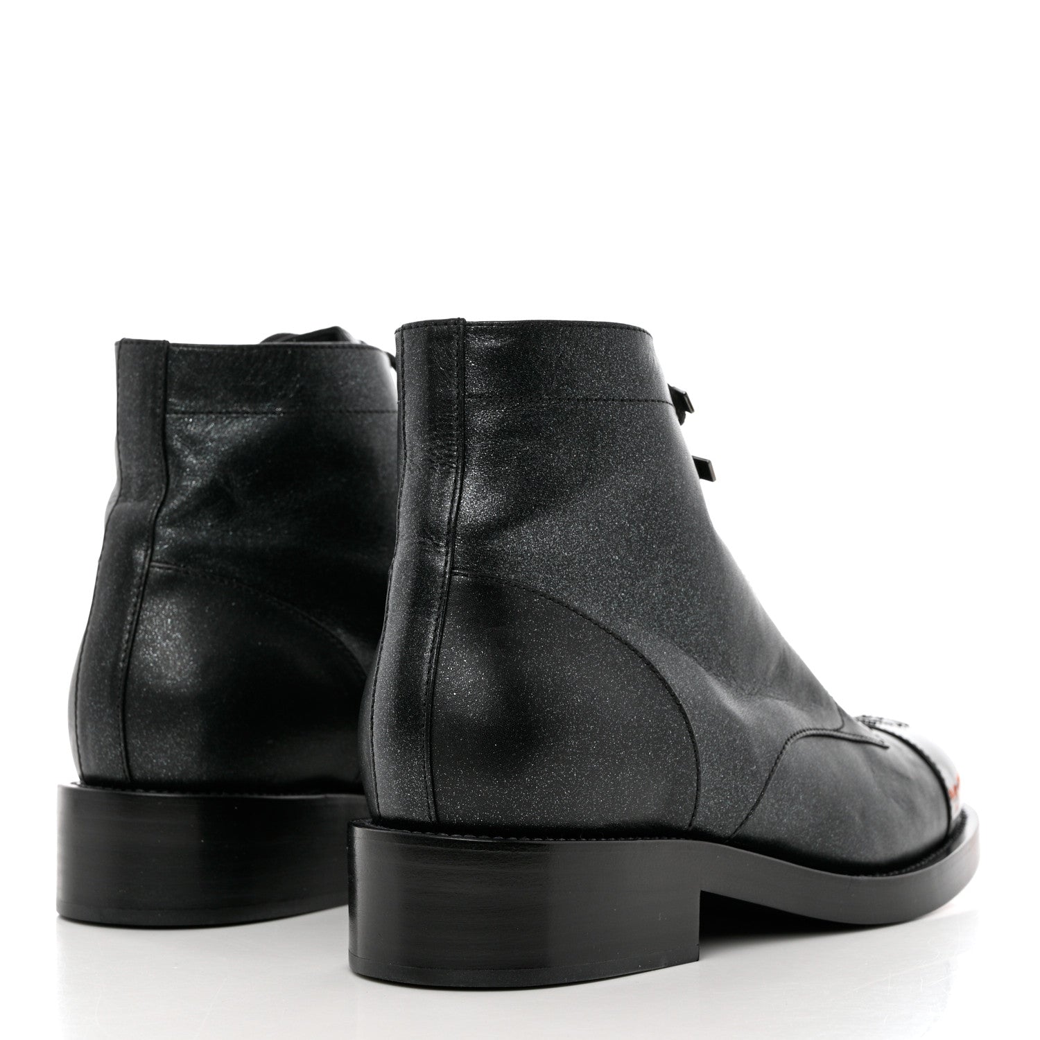 Chanel Crumpled Lambskin Shiny Calfskin Combat Boots 40.5 Black 4 of 10
