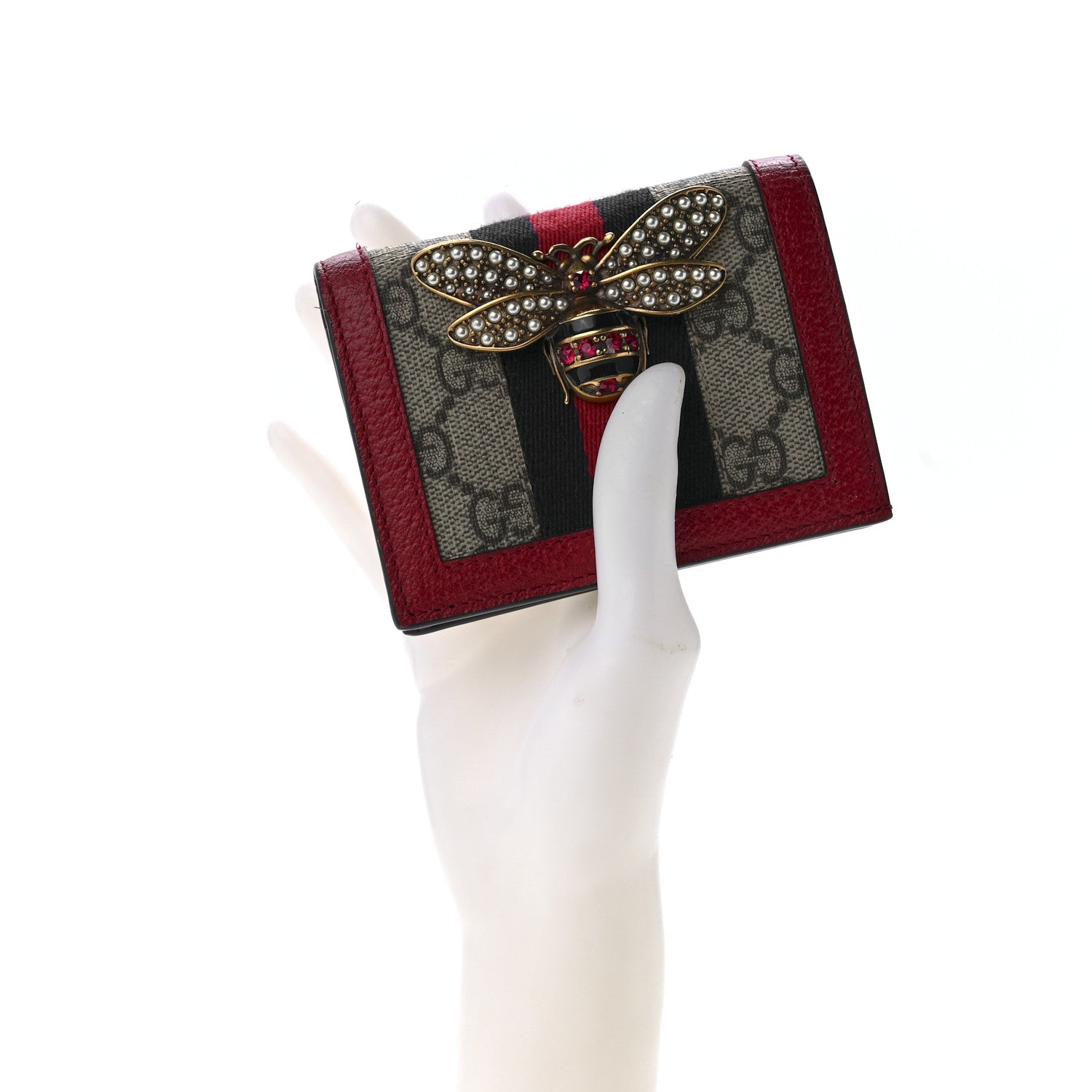 Gucci GG Supreme Monogram Queen Margaret Card Case Red 2 of 13