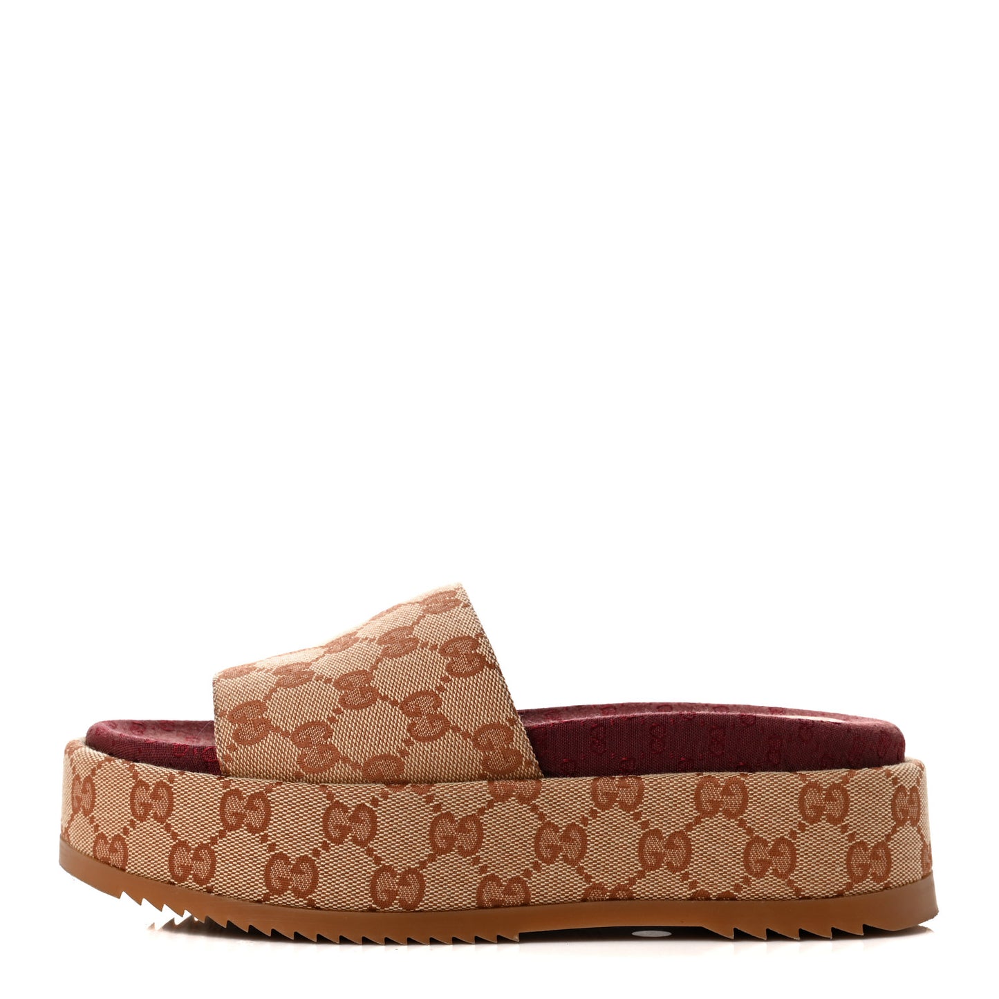 Canvas GG Monogram Angelina Platform Slide Sandals 37.5 Beige Ruggine