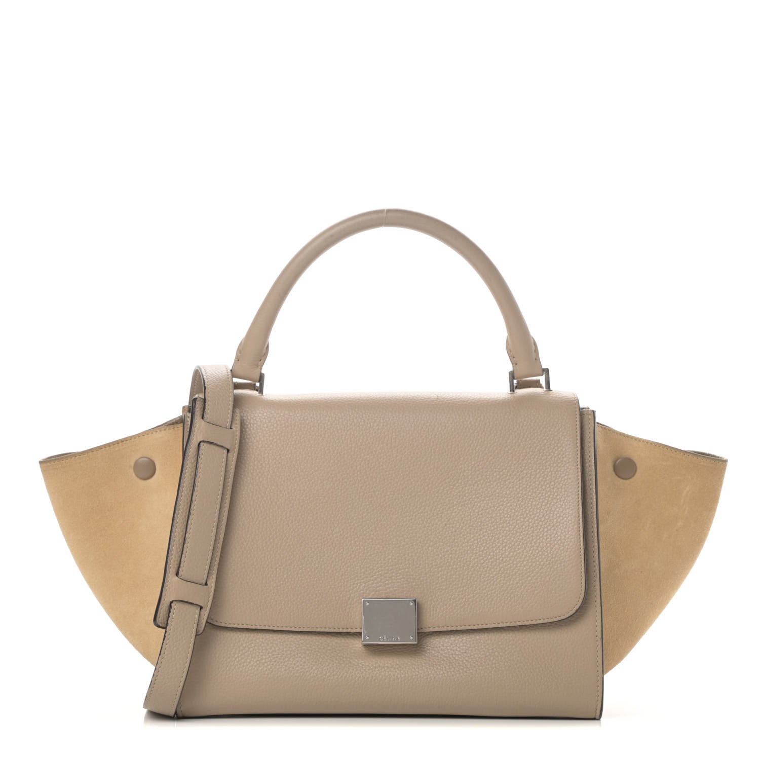 Celine Drummed Calfskin Suede Small Trapeze Dune 1 of 19