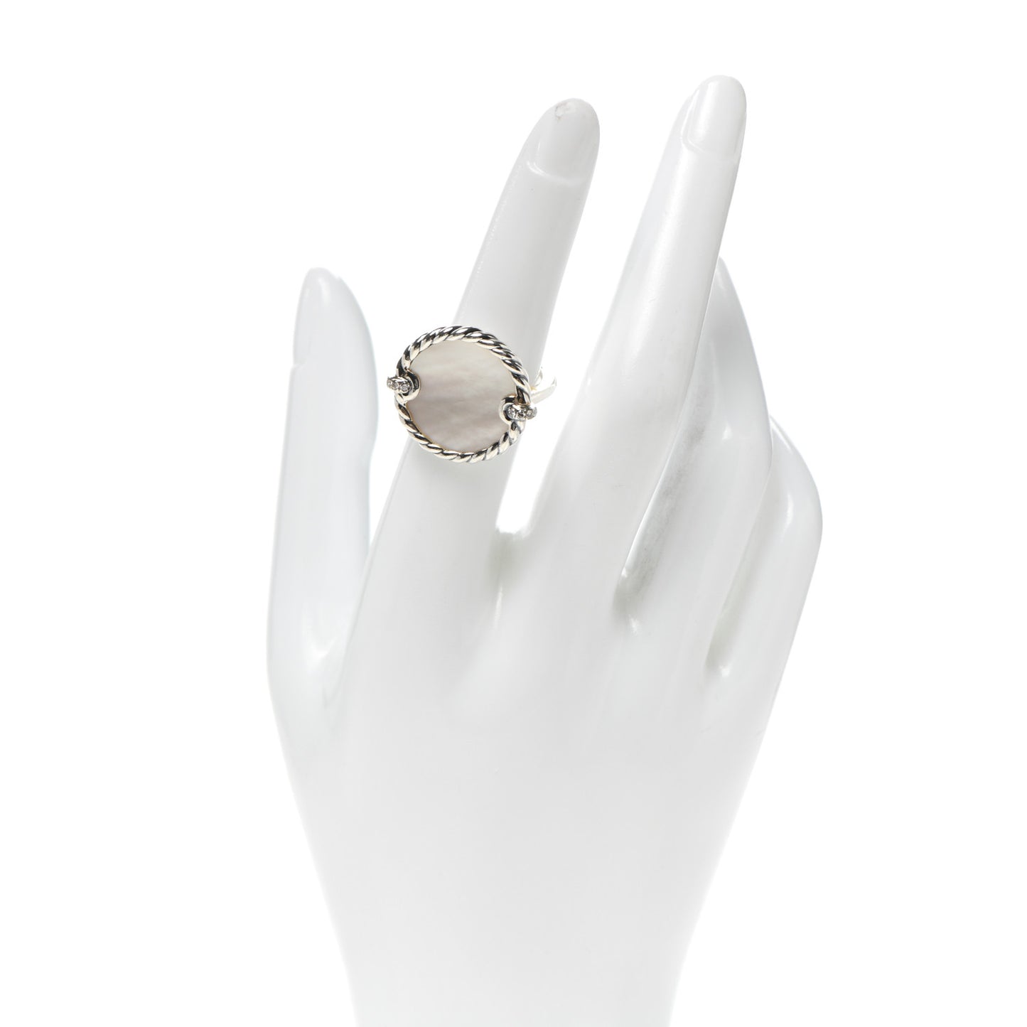 Sterling Silver Mother Of Pearl Diamond Elements Ring 52 6