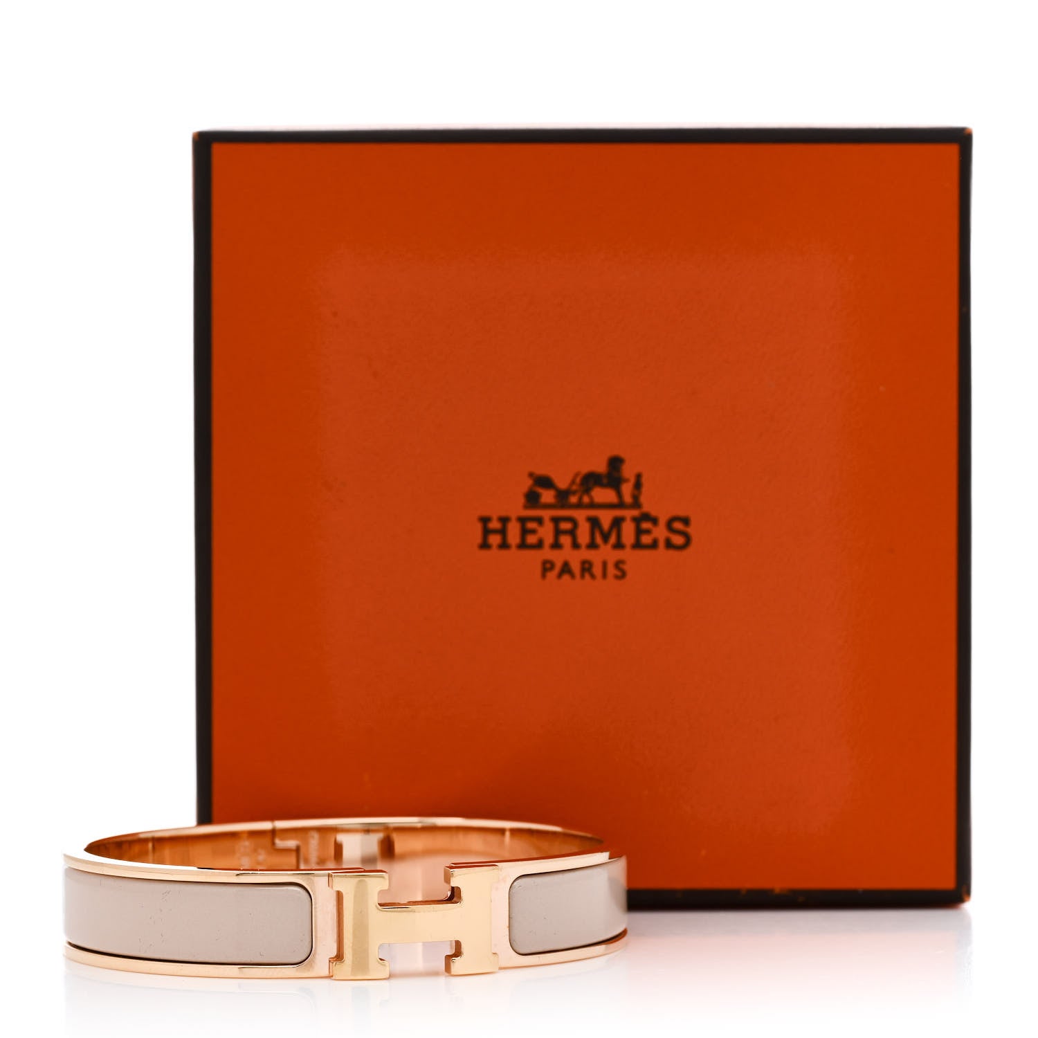 Hermes Enamel Narrow Clic Clac H Bracelet GM Beige Rose 5 of 5