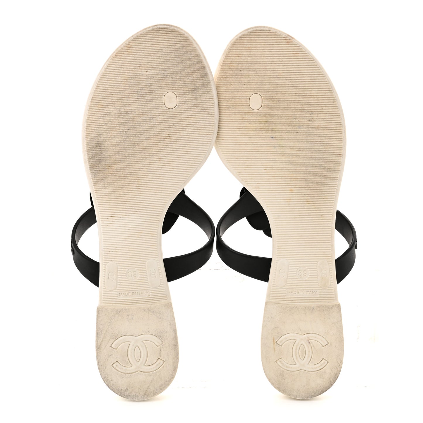 Jelly Quilted Camellia Thong Sandals 39 White Black