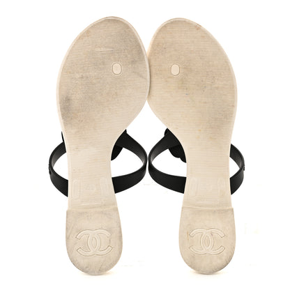 Chanel Jelly Quilted Camellia Thong Sandals 39 White Black 6 of 9