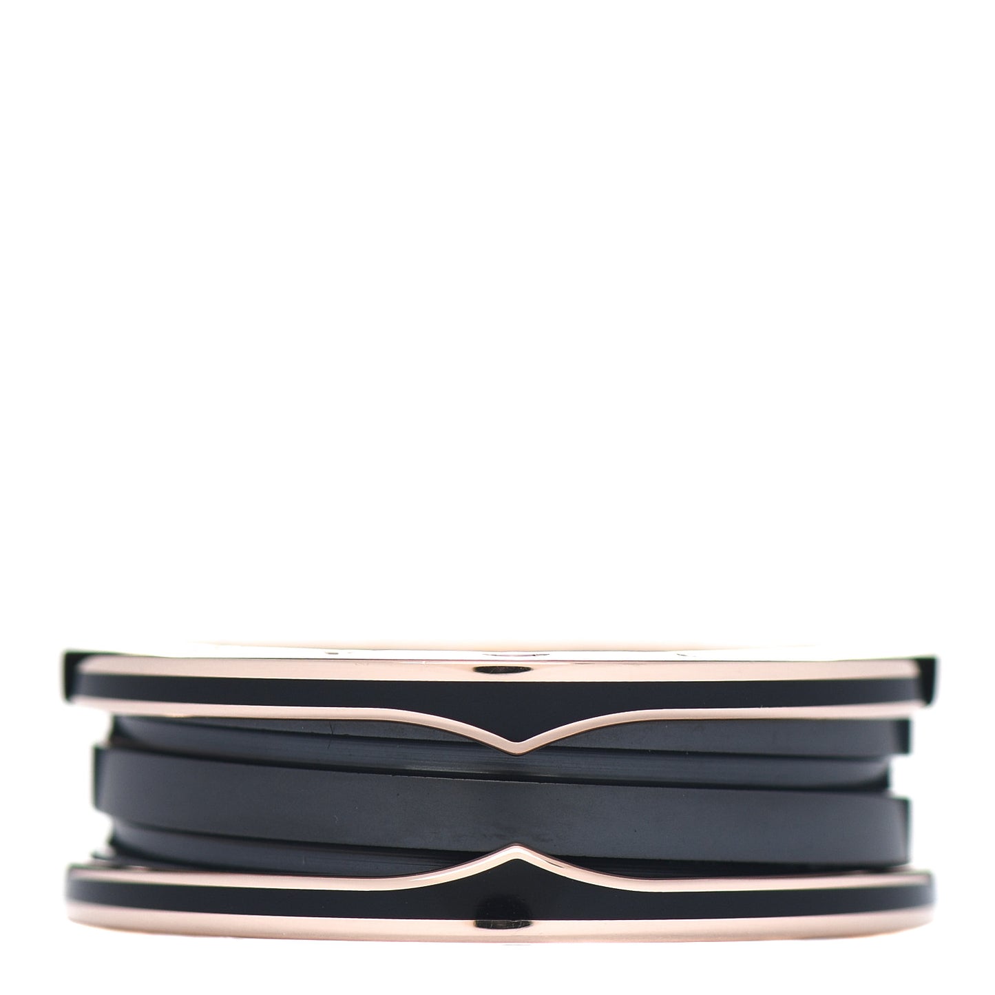 18K Rose Gold Black Ceramic Matte B.Zero1 Two-Band Ring 63 10.25
