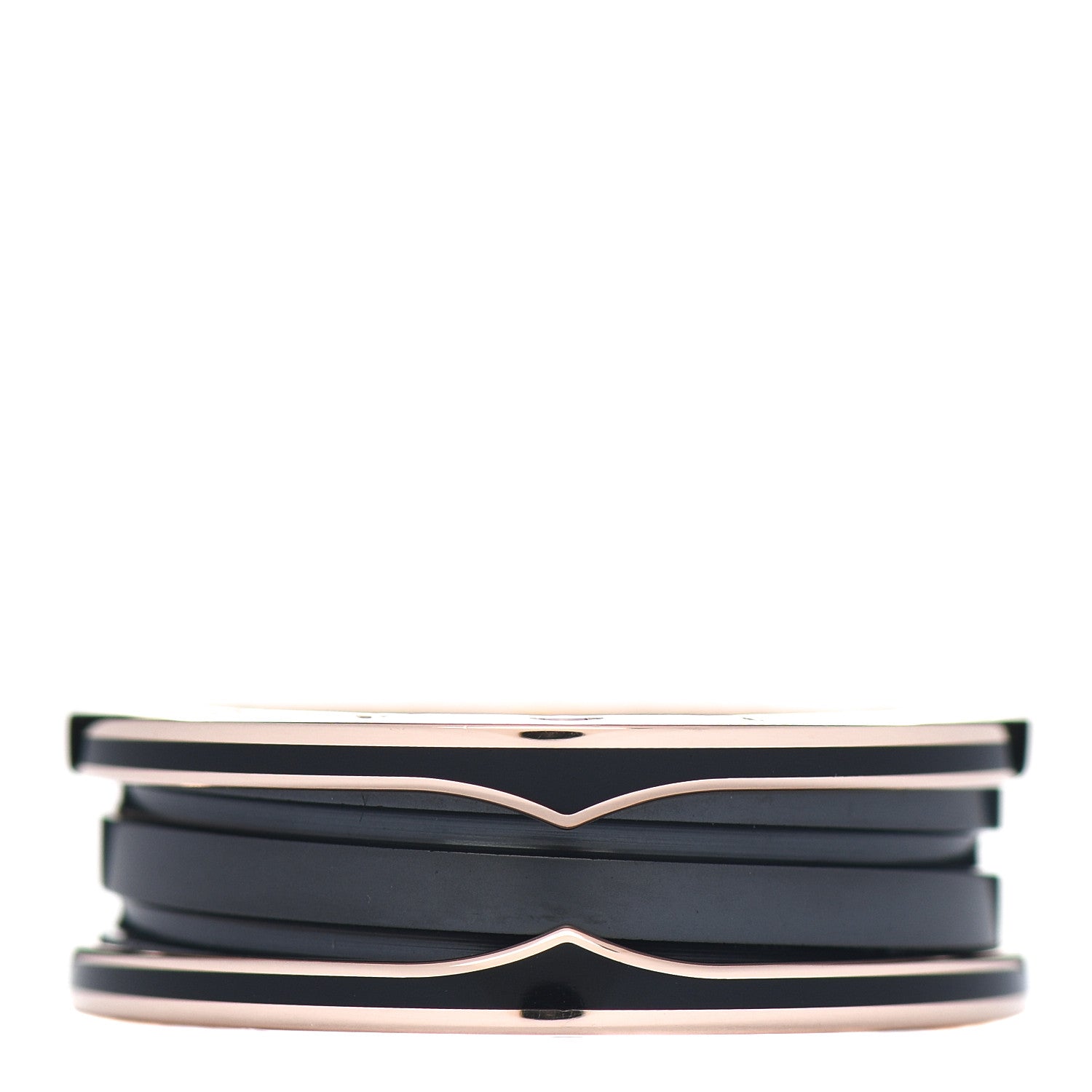 Bulgari 18K Rose Gold Black Ceramic Matte B.Zero1 Two-Band Ring 63 10.25 3 of 6