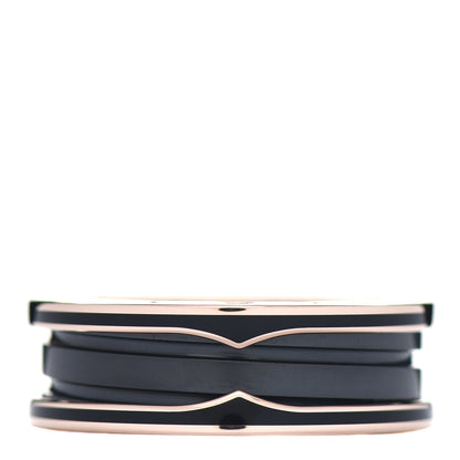 Bulgari 18K Rose Gold Black Ceramic Matte B.Zero1 Two-Band Ring 63 10.25 3 of 6