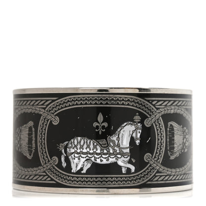Hermes Enamel Printed Grand Apparat Extra Wide Bracelet 65 Black 1 of 5