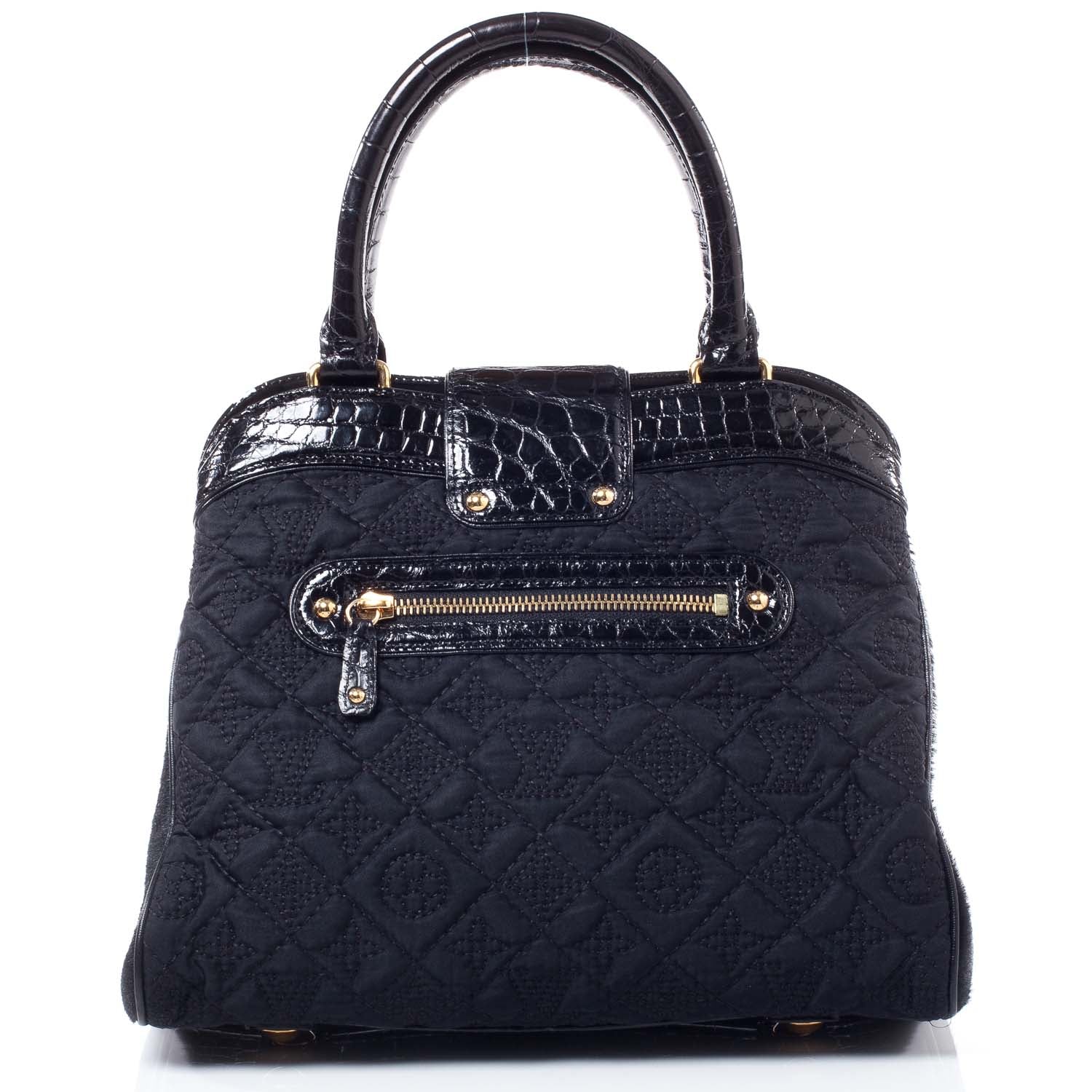 Louis Vuitton Monogram Silk Pony Hair Alligator Trim Linda Black 4 of 11