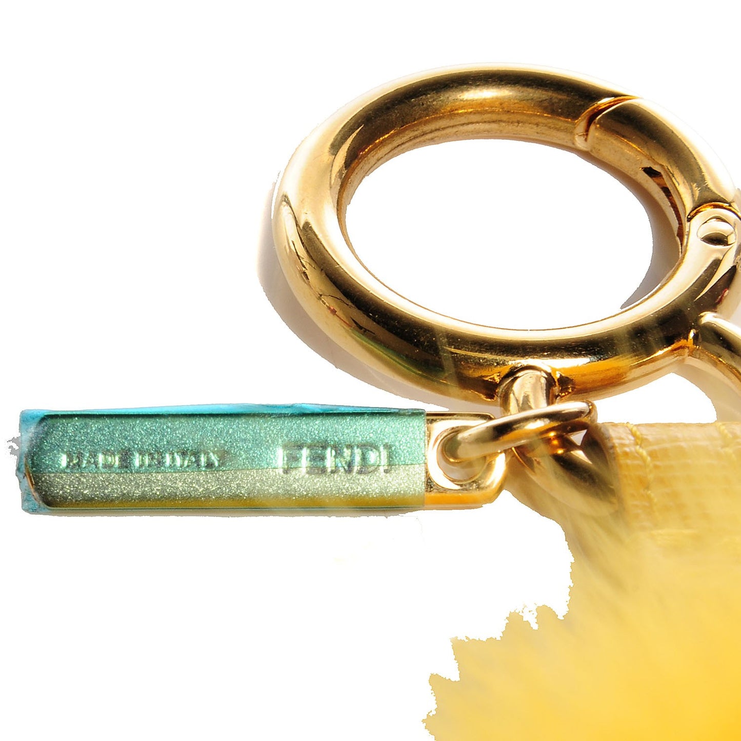 Fox Fur Pom Pom Bag Charm Yellow